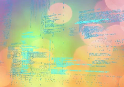 Blue code against multi-coloured bokeh Illustrazione stock