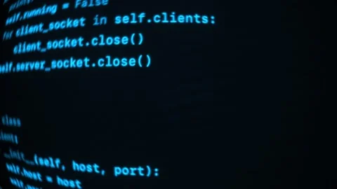 Blue Code on Black Screen Close-Up Stock Footage 321284674