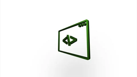 Blue code browser icon flipping, rotation. Elegant 3d realistic light render Stock Footage 159822151