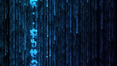 Blue code matrix rain 3d. Digital glyphs... | Stock Video | Pond5