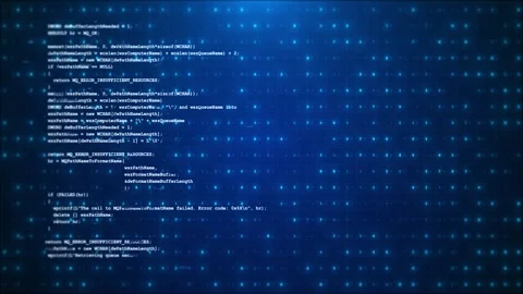 Blue code screen background programming text, glowing numbers, digital grid, and Stock Footage 333981806