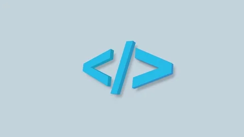 Blue coding code html programming language 3d icon. Front end development icon Stock Footage 156895441