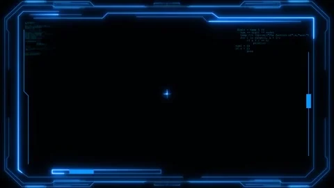 Blue coding HUD frame background glowing tech border, dark empty center, small Stock Footage 334124772