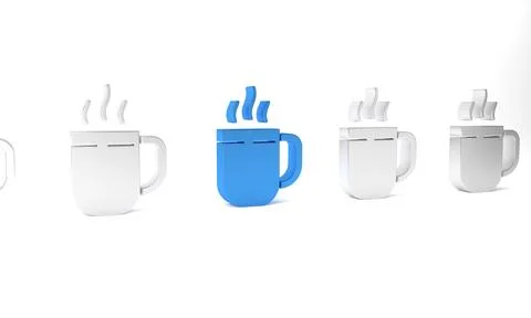 Blue Coffee cup icon isolated on white background. Tea cup. Hot drink coffe.. Stock Illustration