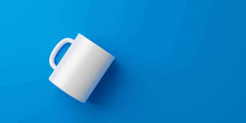 Blue coffee cup or empty mug for drink on vivid color background イラスト素材
