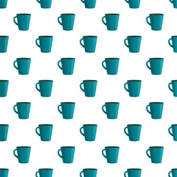 Blue coffee cups pattern repeating seamless design Stock Illustration