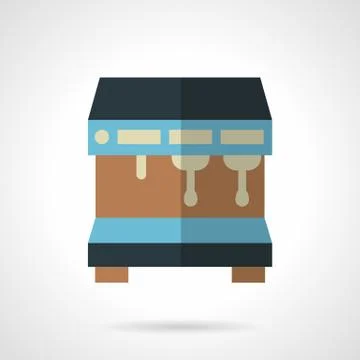 Blue coffee machine flat color design vector icon Stock Illustration