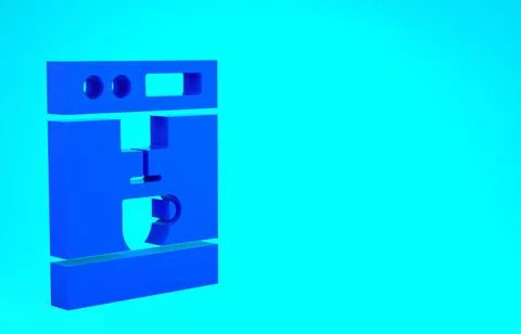Blue Coffee machine icon isolated on blue background. Minimalism concept. 3d  스톡 일러스트