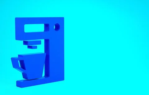 Blue Coffee machine icon isolated on blue background. Minimalism concept. 3d  Stock Illustration