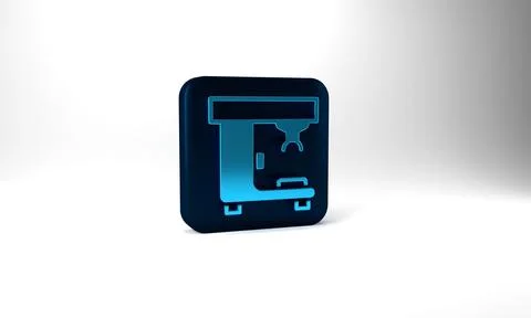 Blue Coffee machine icon isolated on grey background. Blue square button. 3d 스톡 일러스트