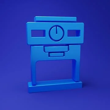Blue Coffee machine icon isolated on blue background. Minimalism concept. 3.. Stock Illustration