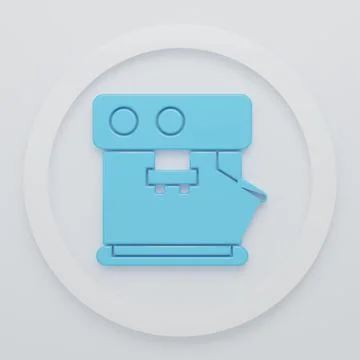 Blue Coffee machine icon isolated on white background. Minimalism concept. .. Stock Illustration