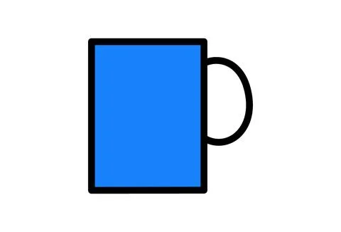 Blue coffee mug graphic, Tea cup vector illustration, Minimalist mug icon wit Stock Illustration