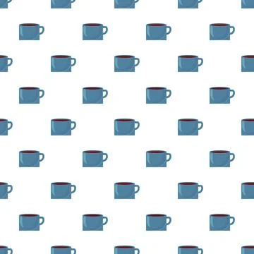 Blue coffee mug seamless pattern illustrating beverages イラスト素材