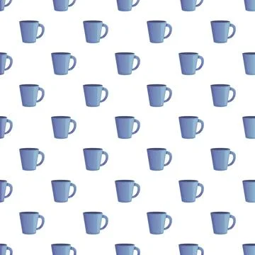 Blue coffee mug seamless pattern illustrating repetition Stock Illustration