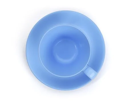 Blue coffee or tea cup with saucer top view isolated on a white background Stock Illustration