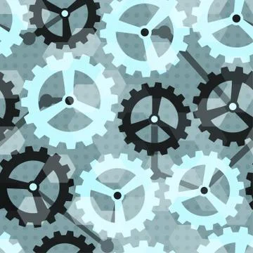 Blue cogwheel seamless pattern Illustrazione stock