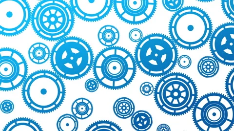 Blue cogwheels on the white background. 4K animation. Seamless loop. Video stock 40732356