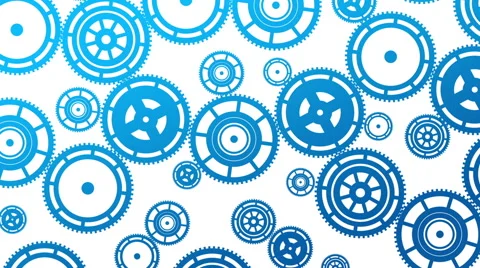 Blue cogwheels on the white background. Full HD animation. Seamless loop. Stock Footage 40732389