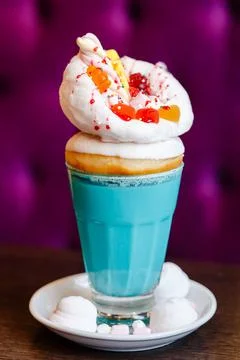 Blue cold milkshake Stock Photos