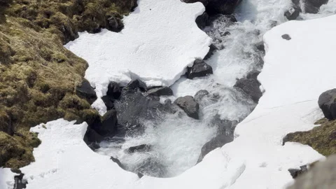 Blue cold river rapids in iceland water rushing 4k hdr Stock Footage 279085109