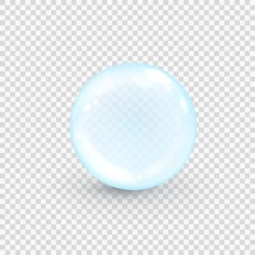 Blue collagen bubble isolated on transparent background. Realistic water serum Illustrazione stock