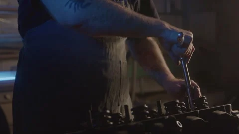 Blue Collar Auto Mechanic Using Tools Stock Footage 270394045