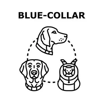 Blue collar concept with animals and pets Stock Illustration