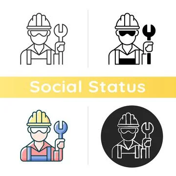 Blue collar worker icon Stock Illustration