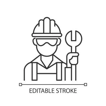 Blue collar worker linear icon Ilustración de archivo