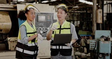 Blue-collar Worker. multi-ethnic team of technician and engineer are checking Stock Footage 201875900