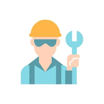 Blue collar worker vector flat color icon Ilustración de archivo
