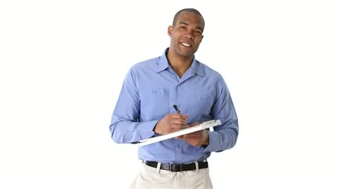 Blue collar workman with clipboard Video stock 11861221