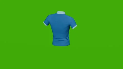 A blue collared T-shirt rotates on a green screen Stock Footage 279078227