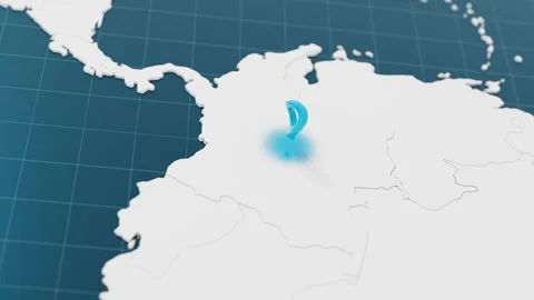 Blue Colombia 3d map with pointer pin surrounded with other countries in white Stock Footage 316601277