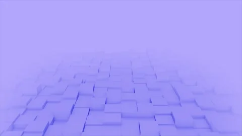 Blue color 3d cubes slowly moving blank 3d space background Stock Footage 307692928