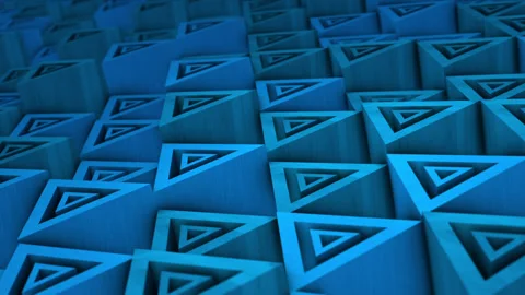 Blue color 3d geometrical triangular block moving up and down background Stock Footage 227716713