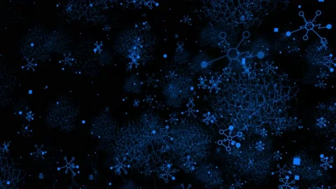 Blue color 3d mesh of tech elements and neurons, Technology background Stock Footage 231360615