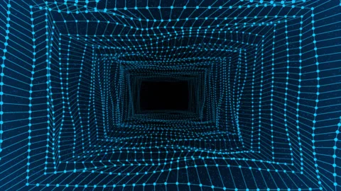 Blue color 3d rectangular mesh wiggling effect background Stock Footage 228732369