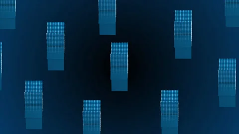 Blue color 3d rotating star model with glowing wireframe Stock Footage 227463355