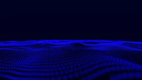 Blue color abstract background with dynamic elements of waves. Dots Wave Ab.. Illustrazione stock