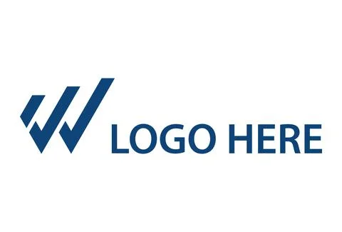 Blue Color Abstract Line Initial Letter W Logo Design	 Stock Illustration