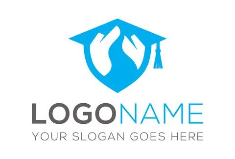 Blue Color Abstract Shield Hat with Abstract Mountain Logo Design	 Stock Illustration