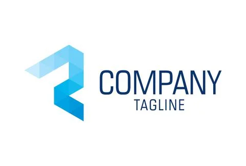 Blue Color Abstract Triangle Initial Letter R Logo Design	 Stock Illustration