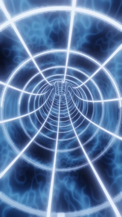 Blue color animation loop with glowing lights. Interdimensional tunnel Stock Footage 274434020