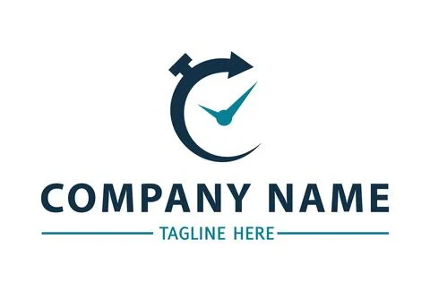 Blue Color Arrow Fast Timer Logo Design	 Stock Illustration