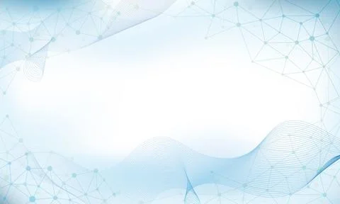Blue color background with molecules and abstract lines. Stock Illustration