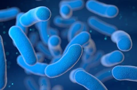 Blue color bacteria 3d render Illustrazione stock