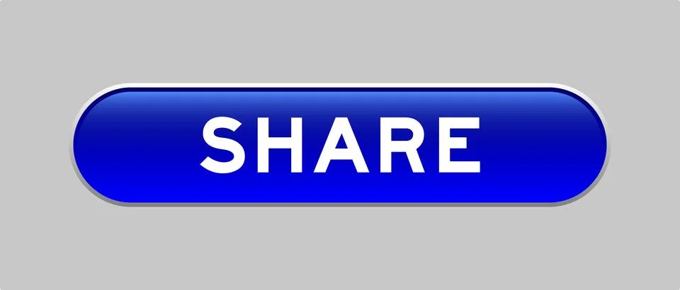 Blue color capsule shape button with word share on gray background Stock Illustration