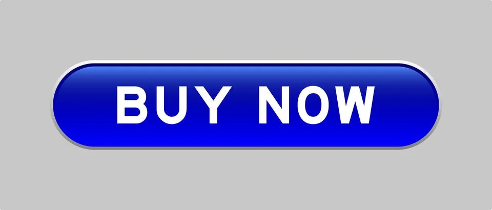 Blue color capsule shape button with word buy now on gray background Stock Illustration